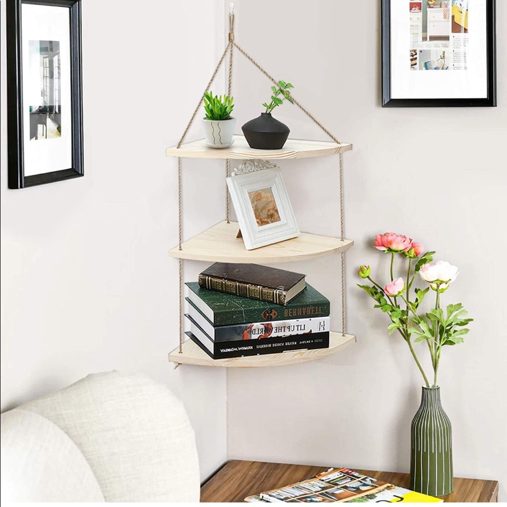 Three tiered corner hanging shelf
